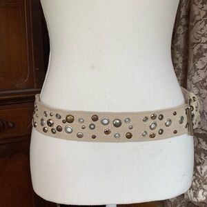 Vintage Y2K Studded Tan Belt Eyelet Mixed‎ Metal